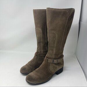 Clarks boots 34930 Mushroom Derby Palace Suede tall Boot Size 7.5 brown